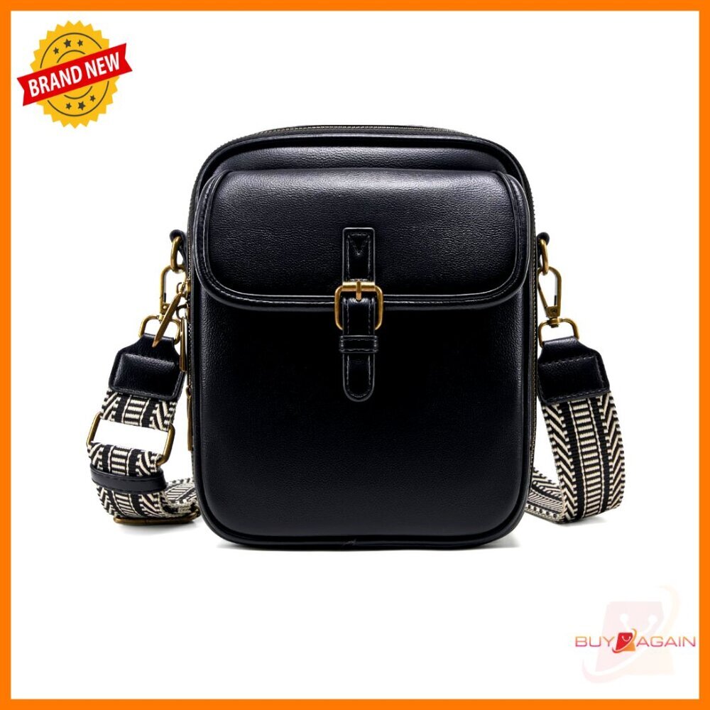 Vegan Leather Crossbody Bag With Card Slots, Adjustable Strap, Anti-Theft